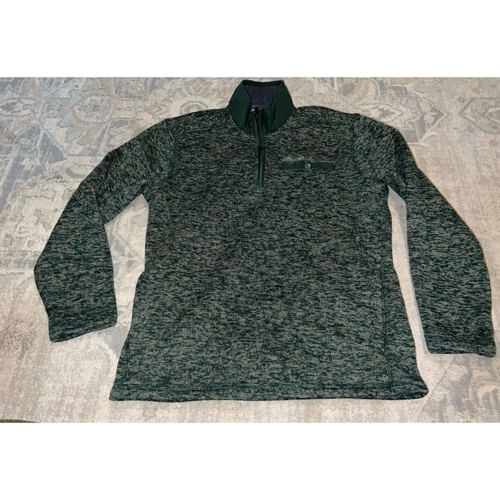 Eddie Bauer Men's Green Sweater Fleece Pullover 1/4 Zip‎ Pullover Size Small